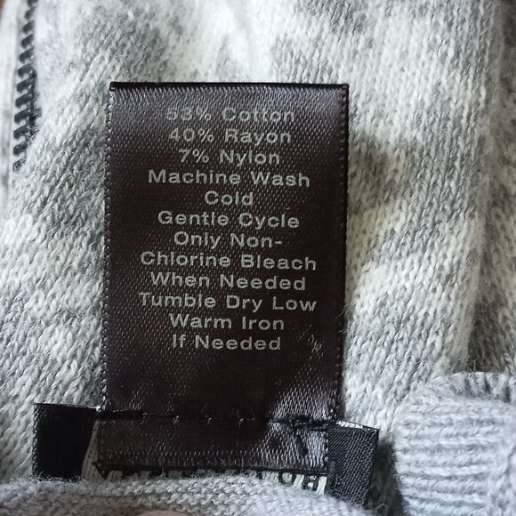 Ann Taylor zip front houndstooth front grey sweater cartigan sz L EUC  /B5 - Picture 7 of 7